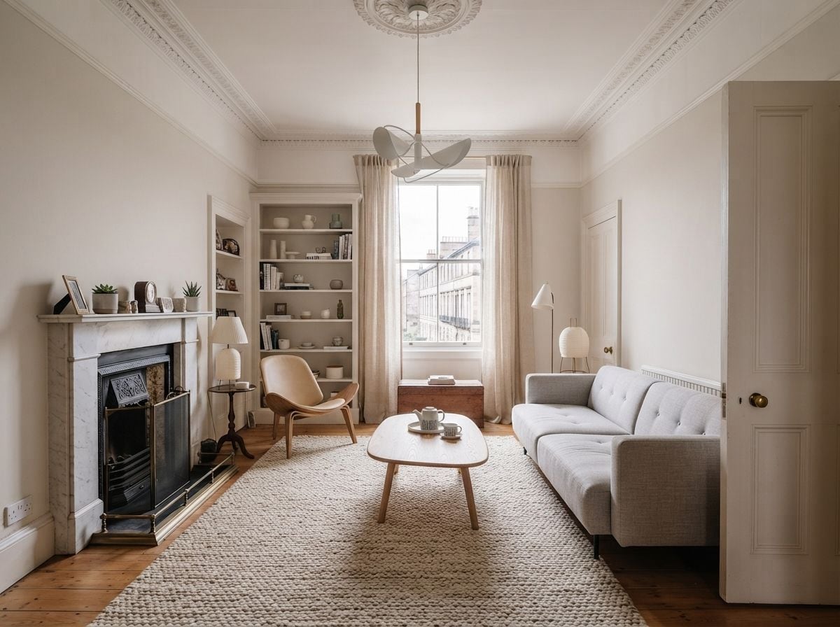 The same living room after Roomalune's AI redesign
